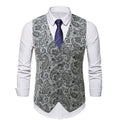 Men's Floral Suit Vest V-neck Single-breasted British Slim Fit and Fashionable Horse Clip Vest Vest Trendy
