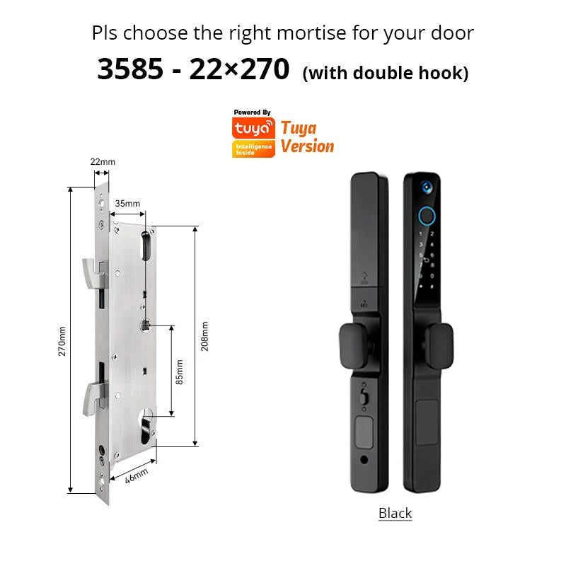 Smart Lock with Camera Door Viewer Waterproof IP66 Tuya WiFi Fingerprint Password Sliding RFID Card Sliding Electronic Door Lock