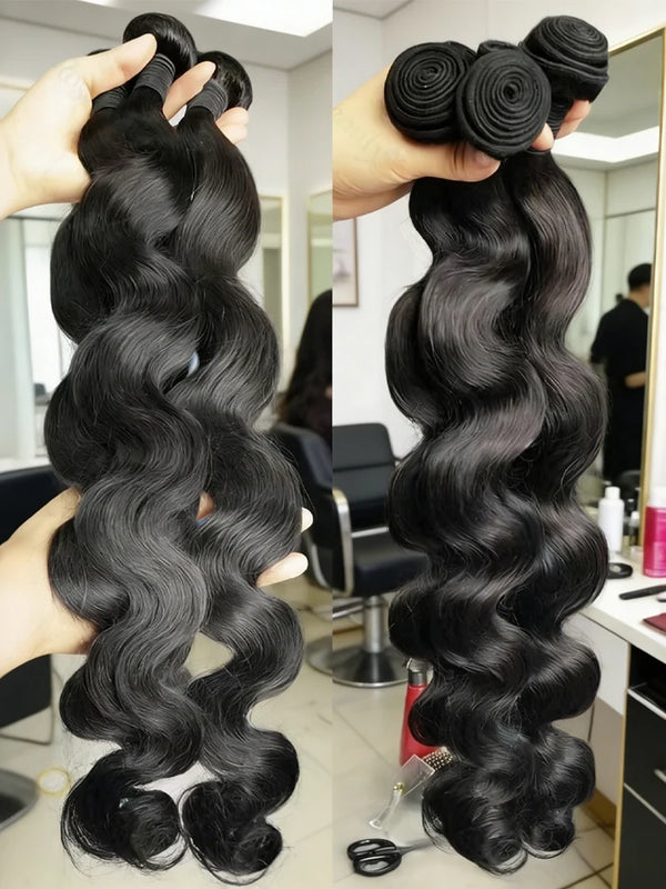 20 30 32 Inch Body Wave Double Weft Human Hair Bundles Remy Hair Extensions Unprocessed Brazilian Hair 1 3 4 Weave Natural Color