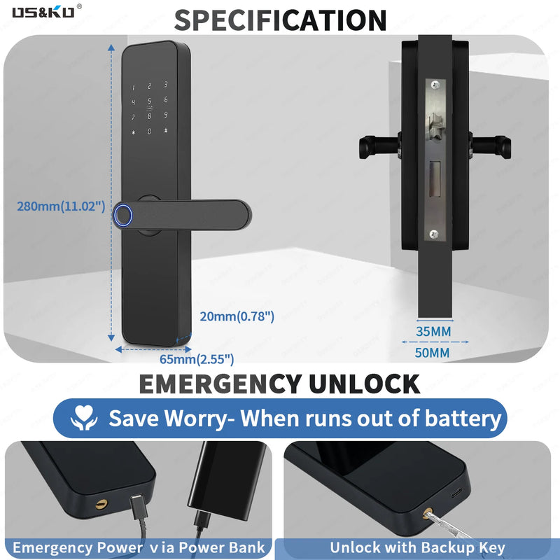 TTLOCK Homestay Smart Door Lock with Electronic Lock for Wooden Door, Home Use, Card Swipe, Bluetooth Lock, IC Cardapartment
