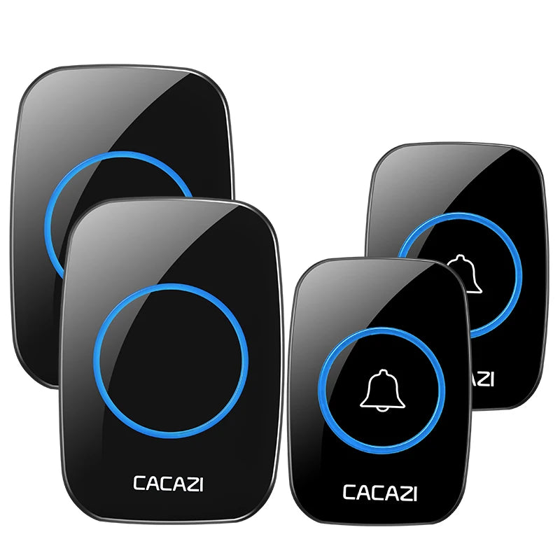 CACAZI New Wireless Doorbell Waterproof 300m Range US EU UK Plug-in Home Intelligent Door Bell Chime 1 2 Button 1 2 3 Receivers