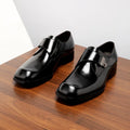 2026 Brown Arrival British Style Genuine Leather Men's Dress Shoes Buckle Square Toe Shiny Wedding Shoes Fashion