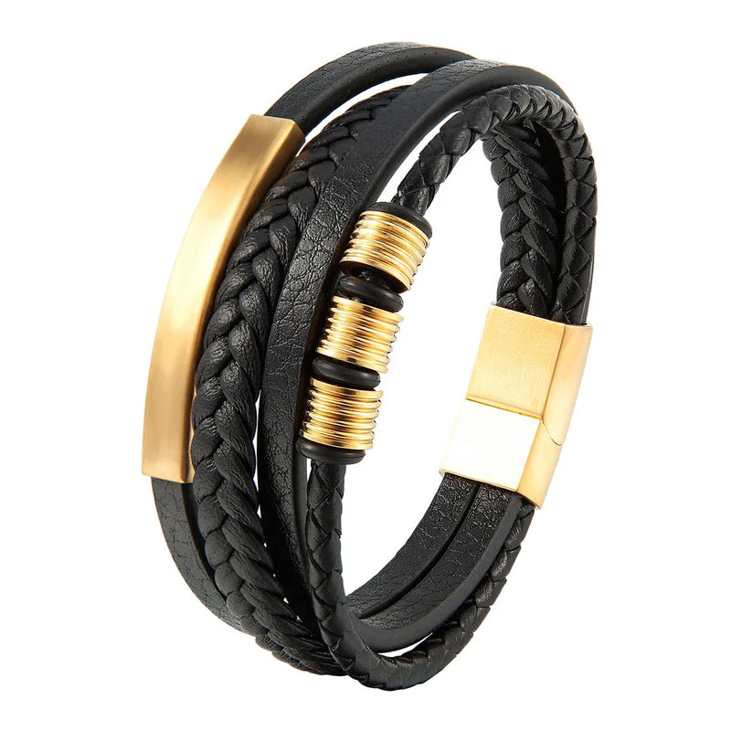 Charm Braid Rope Bracelet For Men Stainless Steel Magnetic Buckle Genuine Leather & Bangles Male Female - Visuel 10 | SAMAG