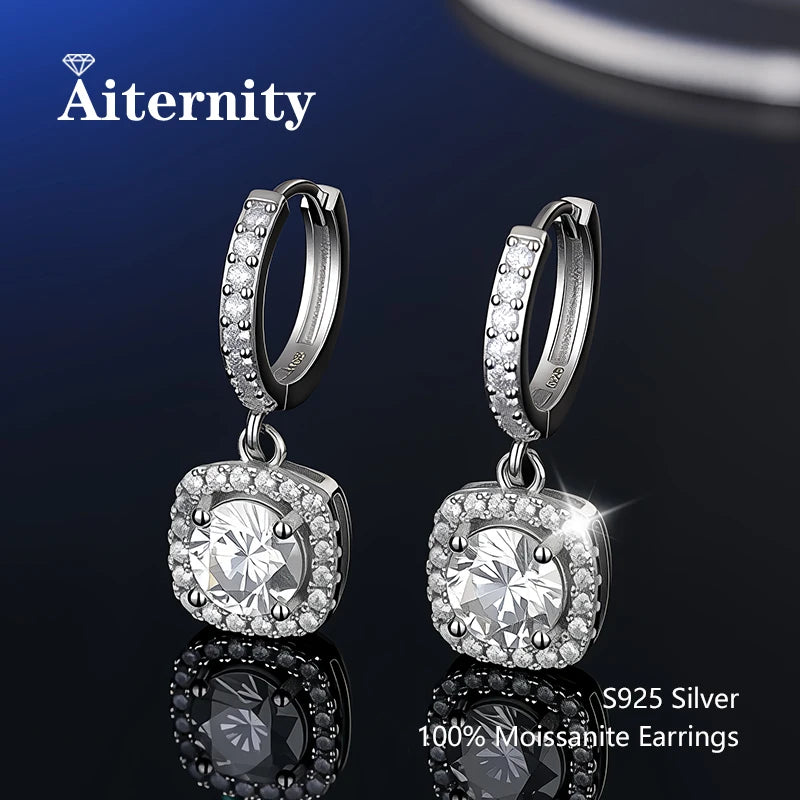 D VVS1 Moissanite Stud Earrings For Women Pass Diamond Tester Pen S925 Platinum Plating Moissanita With 2 Certificates