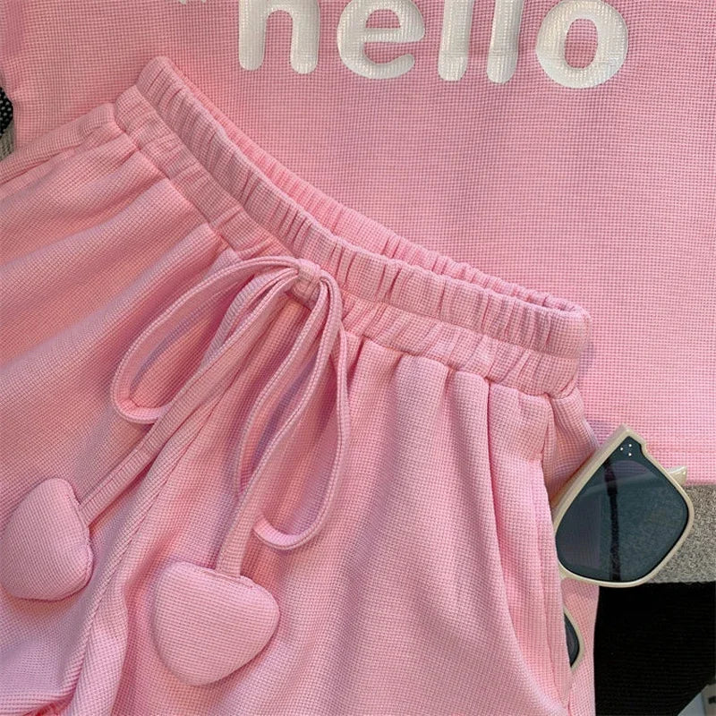 New 4 - 14 Years Summer Girls Clothing Set Letter Print - View 2 | SAMAG
