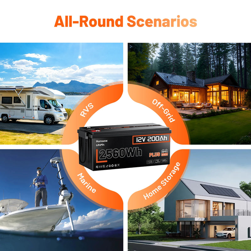Humsienk 12V 100Ah 150Ah 200Ah 314Ah LiFePO4 Battery Built-in BMS Low Temperature Protection For  RV/ Camp/ Solar Energy Storage