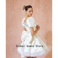 Cinderella Prom Dresses Square Neck Layering Evening Dress Princess Short Puff Sleeves Wedding Party Dress Customized