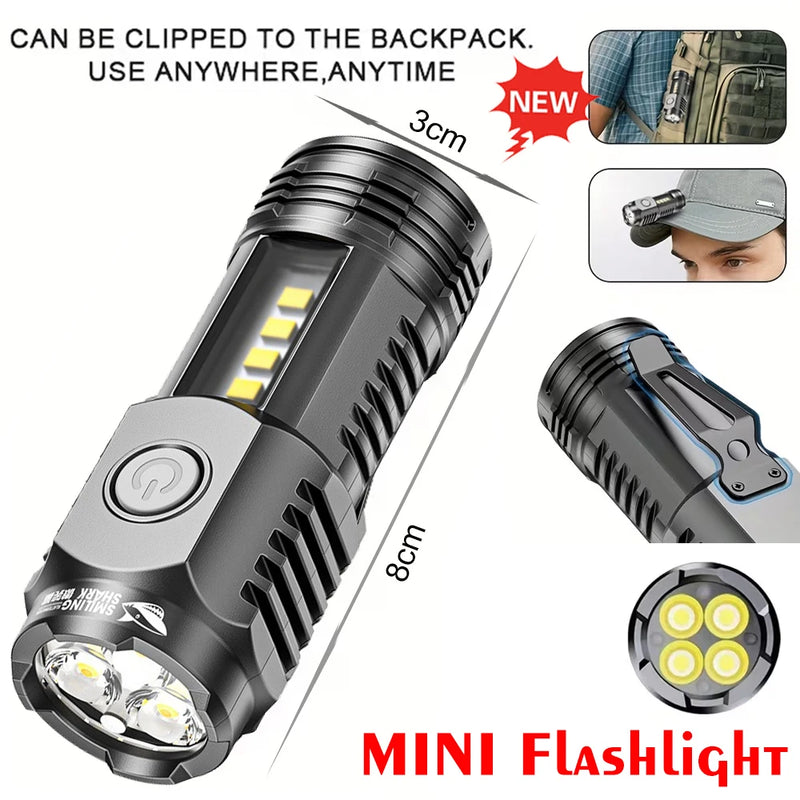 2000LM Ultra Bright P50 LED Flashlight Tactical EDC Torch Telescopic Zoom Type-C Rechargeable Emergency Spotlight for Camping