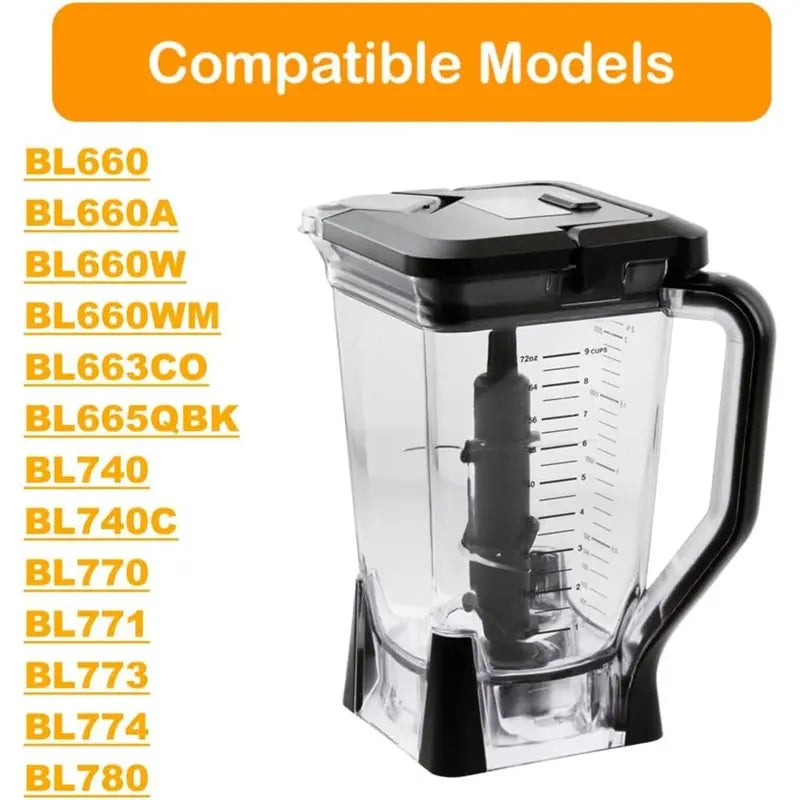 【TODAY ONLY】For Ninja Blender Replacement 72Oz XL Pitcher With Lid And 6-Blade Assembly For Models BL660, BL770, BL771, BL773, B