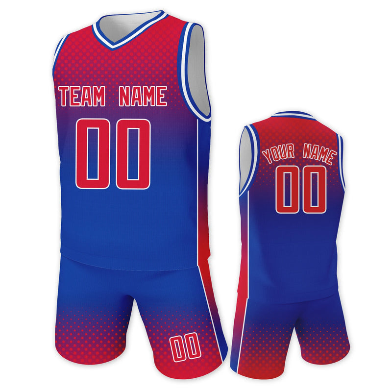 Custom Red Black Sports Basketball Training Uniforms Kids Boys Girls Basketball Jersey and Shorts Kit Printed Team Name Number