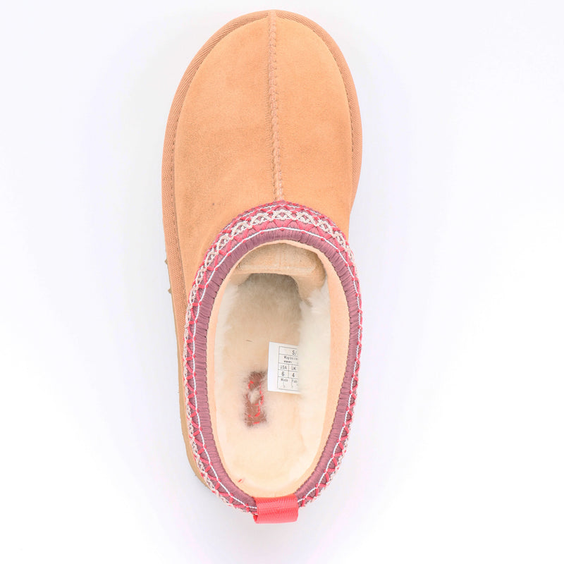 Women's Platform Clog Mule Slippers Genuine Cow Suede Upper Real Wool Lining Thick EVA Sole Non-slip Warm Winter Slip-on Indoor
