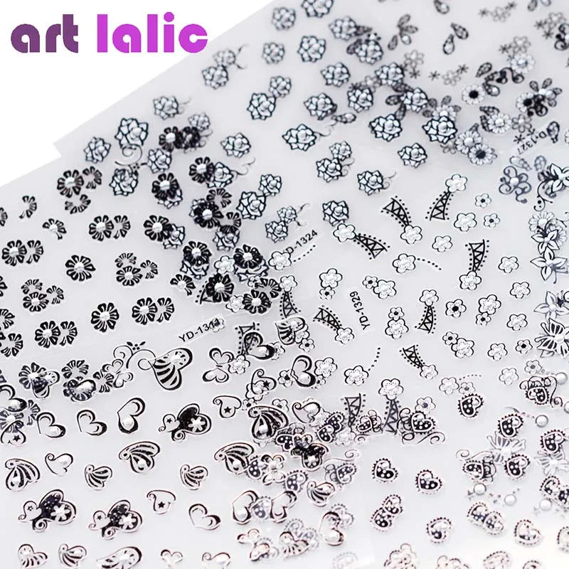 10Pcs Nail Art Transfer Stickers 3D Design Manicure Tips Decals Decorations Sheet for DIY Nail Art