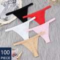 100 Pcs Sexy Women Cotton G String Thongs Low Waist Seamless Female Underpants Comfortable Elasticity Breathable Lingerie
