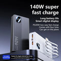 140W 200000mAh Power Bank Large Capacity 4 In1 Cables Intelligent Digital Display Light Portable Powerbank For iPhone Huawei New