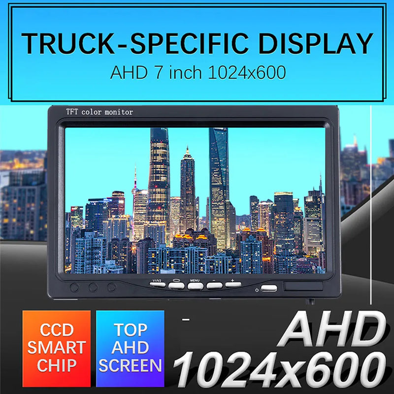 7 - Inch 1920 * 1080 AHD 1080P High - Definition Truck Monitor with Starlight Night Vision - Ideal for Vehicle Reverse in Bus