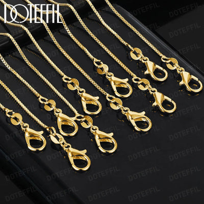 DOTEFFIL 1MM Box Chain Necklace 18K Gold 1/5/10pcs/Lot 16 - 30 Inch For Woman Man Fashion Jewelry | SAMAG