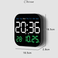 Digital Wall Clock with Remote Control, LED Alarm Clock, Temperature, Date, Week Display, Electronic Table Clock, 12 H, 24H