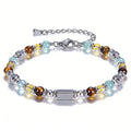 2026 Classic 6mm Tiger Eye Stone Hematite Beaded Bracelet Adjustable Stainless Steel Chain Bracelet for Men Women Jewelry Gifts