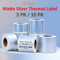 Matte Silver Thermal Label Roll Adhesive Printable Sticker Risio PET Silver Waterproof Inkless Tag For Phomemo M110 M108 P50 P80