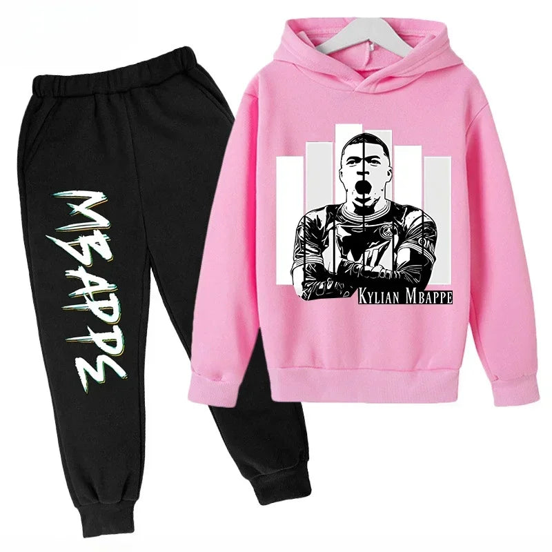 Spring Autumn Children's Hoodie Set Mbappe Print | SAMAG
