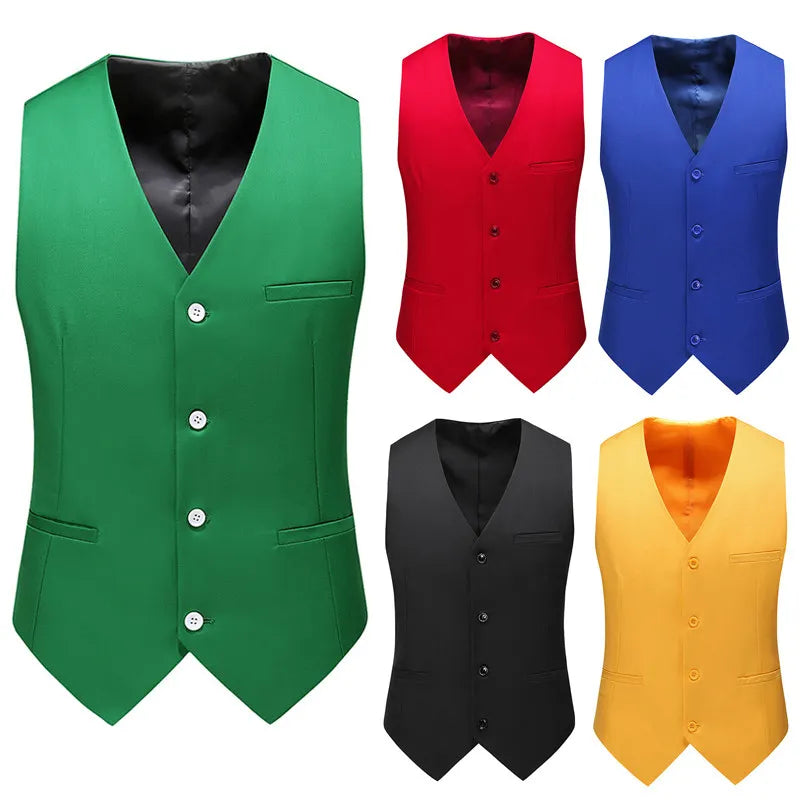 Vest Mens Fashion Casual High Quality Solid Color Slim Large Size Business Office Waistcoat Men Groom Wedding Dress Suit Vests