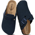 Comwarm Arch Support Unisex Clogs Slippers With Adjustable Metal Buckle Vegan Suede Mules Anti-slip Cork Footbed Potato Shoes
