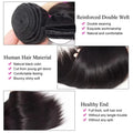 12A Bone Straight Double Drawn 100% Human Hair Bundles Weave Raw Virgin Hair Extensions #1B Natural Black Color Can Bleach For Women