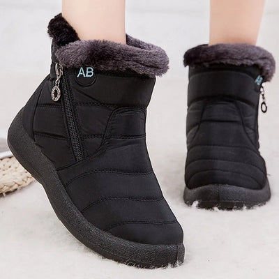 Women's Boots Ankle With Fur Winter Shoes Low Heels Snow | SAMAG