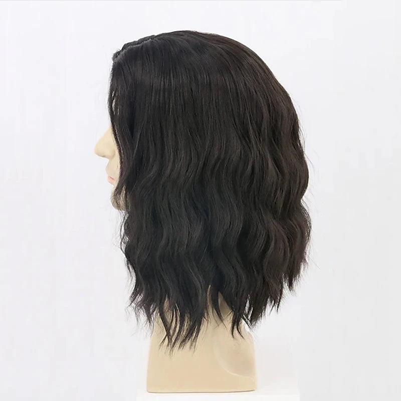 HAIRJOY Synthetic Hair Wigs Men Wigs Black Short Curly Hair Funny Wigs for Man Party Wig