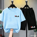 Summer Brand White T - shirt+Shorts Two - piece Set Kids - View 6 | SAMAG