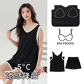 Women Summer Shorts Cool Pyjamas Black Sleeveless Pj Set | SAMAG