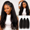 Kinky Straight Feather Crochet Human Hair Extensions Pre Separated Knotless Invisible Braiding Hair 100% Virgin Brazilian Human Hair Reusable 60g 50 Strands Natural Black Boho Braids For Women DIY Styling