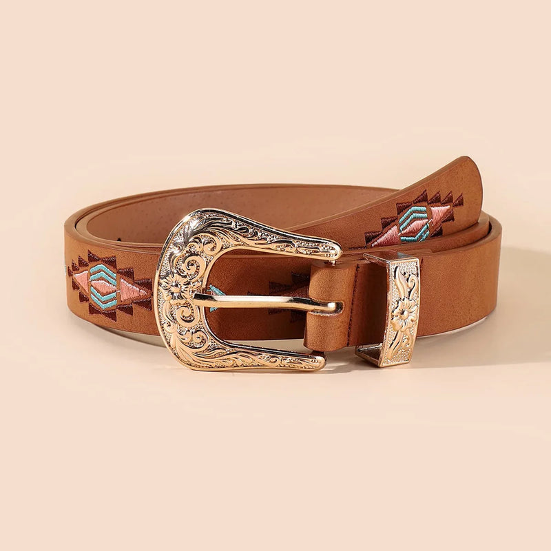 Stylish Niche and Trendy Embroidered Premium Belt Chinese - Style Retro Patterns with Unique Pin Buckle - Visuel 8 | SAMAG