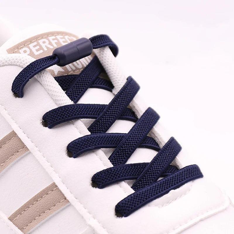 New 1Pair/3Pair Metal Lock Shoe Laces for Sneakers Elastic Stretch No Tie Shoelaces Casual Shoes Running Shoes