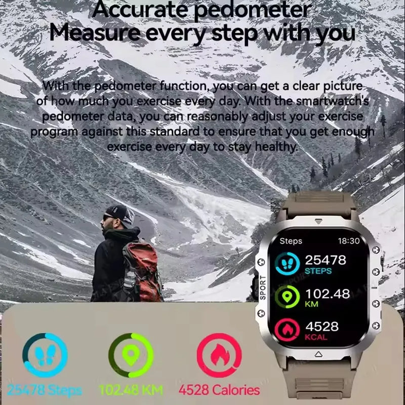 2026 New Rugged Military GPS Smart Watch Men Bluetooth Call Health Monitoring Sports 5ATM Waterproof Smartwatches Man Pk HW12