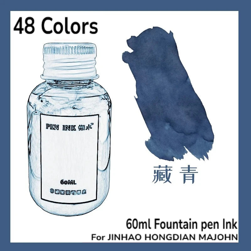 60ml 48Colors Fountain Pen Ink Cartridge Writing Dip Pen Ink Refill Stationery School Supplies For JINHAO HONGDIAN MAJOHN