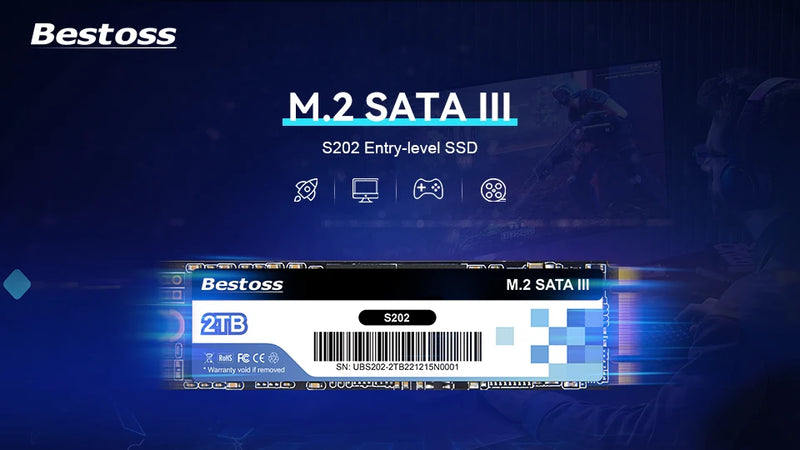 Bestoss M.2 Sata 3.0 2280 NGFF 530MB/s 120GB 128GB 240GB 256GB 480GB 512GB 960GB 1TB SSD Internal Solid State for Desktop Laptop