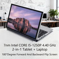 2025 Mini pc 11" 2 in 1 Laptop 12th Gen Intel Core i5-1250P 1920*1200 Touch Screen 180°Degree Forward And Backward Flip Screen