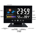 Digital Electronic Alarm Clock with Weather Station Time Temperature Humidity Display Sound Control and USB Cable