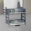 304 stainless steel Kitchen Hanging cabinet dishes pull basket double layer Damping hydraulic lifting drawer bowl | SAMAG