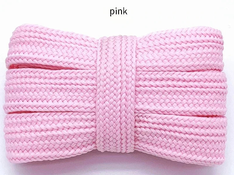 1Pair New Casual Sneakers Classic Shoelace Fashionable Cotton Rope Flat Shoelaces Men Women Fashion Shoes Accessories