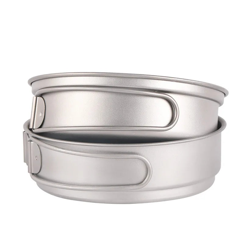 Camping Titanium Fry Pot 350ml 500ml Ultralight Cooking Pan Small Folding Handle