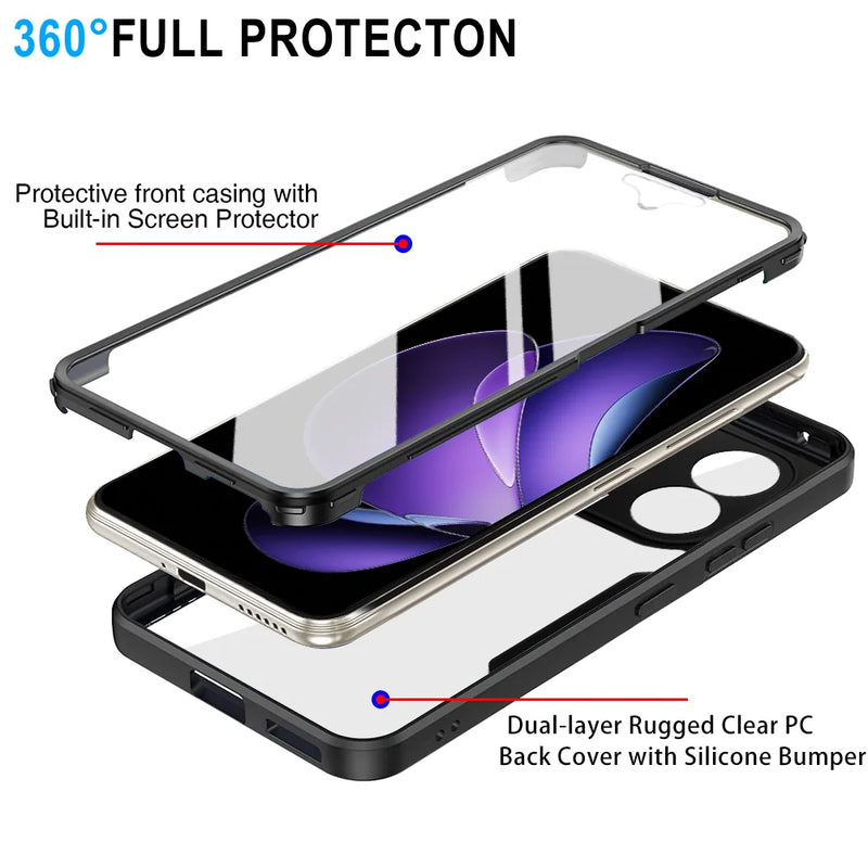 Full Body Protection Shockproof Case for OPPO Reno 13F 13FS 5G Reno 14 Pro Reno15 Protective Cover Clear Fundas Coque Capa
