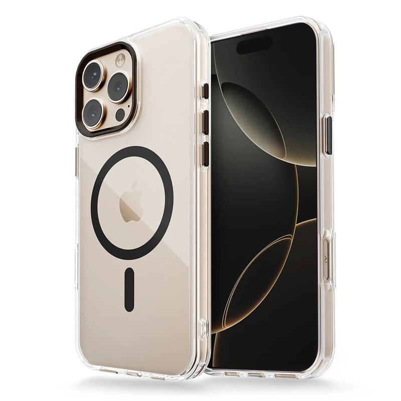 Luxury Magnetic Transparent Phone Case for iPhone 16 12 13 14 15 Pro Max for Magsafe Wireless Charge Shockproof Clear Cover