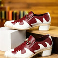 Breathable Comfort Low Heel Men Loafers White Red Patchwork Leather Slip On Business Wedding Casual Dress Shoes