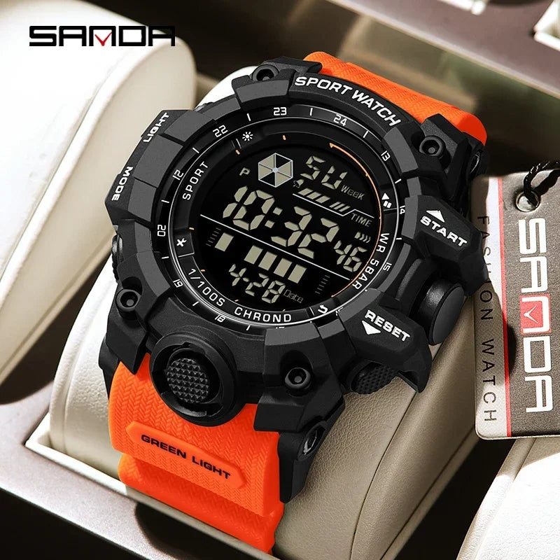 SANDA 6229 Men Outdoor Sports Watch Waterproof Analog Digital Show Multifunction Big Dial Electronic Wristwatch style Male Cloc