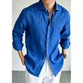 Men's Linen Shirt Cotton Blend Long Sleeve Button Down | SAMAG