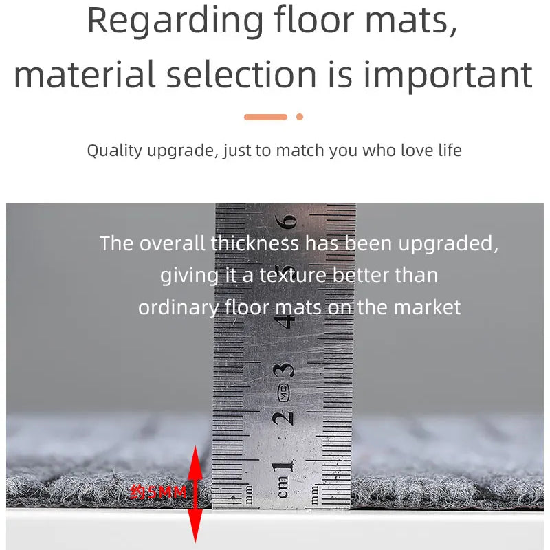 Modern Minimalist Square Floor Mat - Durable, Stain/Fade Resistant, Non-Slip Rubber Backing, Machine Washable for Indoor/Outdoor
