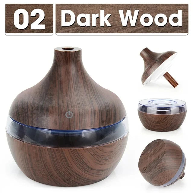 Home Wood Grain Air Humidifier Purifier Aroma Diffuser USB Ultrasonic Cool Mist Sprayer Essential Oil Fragrance