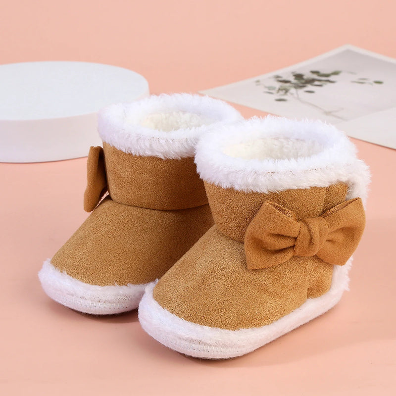 Baby Non-Slip Toddler Boots, Cute Bows, Soft Flat Shoes for Infants, Suitable for Indoor Holiday Parties and Gatherings.
